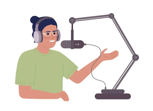 Radio Υποδοχής Μιλώντας Ρυθμιζόμενο Μικρόφωνο Σταθεί Ημι Επίπεδη Χρώμα Διανυσματικό — Διανυσματικό Αρχείο