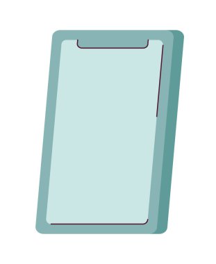 Akıllı telefon boş ekran yarı düz renk vektör nesnesiyle eğilmiş. Cep telefonu maketi. Beyaz üzerine düzenlenebilir karikatür resim simgesi. Web grafik tasarımı ve animasyonu için basit nokta çizimi