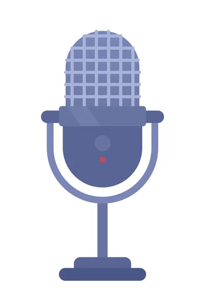 Podcasting Mikrofon Semi Platt Färg Vektor Objekt Ljudinspelningsanordning Redigerbar Ikon — Stock vektor