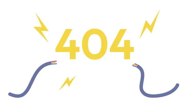 Skadad Kabel Med Kortslutning 404 Sida Inte Hittat Illustration Platt — Stock vektor