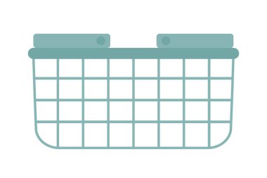 Yarı düz renk vektör objeli bir market sepeti. Süpermarketten alışveriş. Beyaz üzerine düzenlenebilir karikatür resim simgesi. Web grafik tasarımı ve animasyonu için basit nokta çizimi