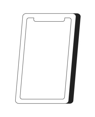 Akıllı telefon boş ekran monokrom düz vektör nesnesiyle eğilmiş. Cep telefonu. Düzenlenebilir siyah beyaz çizgi simgesi. Web grafik tasarımı ve animasyonu için basit bir karikatür klip resim çizimi çizimi