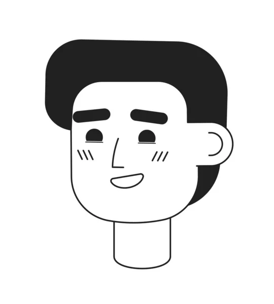 喜びの男の子が眉単色のフラットベクトル文字の頭を上げると興奮しています 編集可能な黒の白い漫画の顔の感情 手描き線形インクスポットイラスト用Webグラフィックデザイン アニメーション — ストックベクタ
