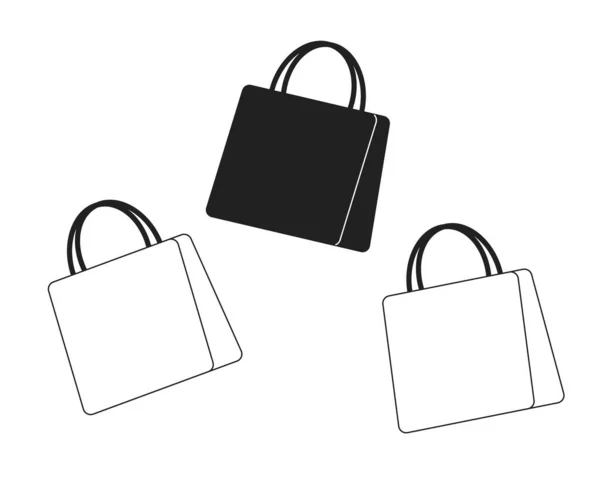 Márkás Kiskereskedelmi Bevásárlótáskák Monokróm Lapos Vektor Objektumok Csomag Ajándékba Szerkeszthető — Stock Vector