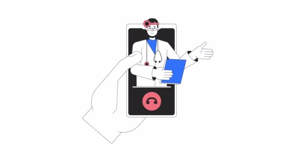 Médecin Ligne Appel Animation Médecin Animé Sur Vidéoconférence Dessin Animé — Video