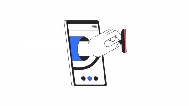 Mobiele Gezondheid App Animatie Geanimeerde Arts Hand Met Stethoscoop Smartphone — Stockvideo