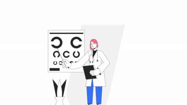 Οφθαλμολογικό Animation Κινούμενα Σχέδια Ασιατική Γυναίκα Μάτι Γιατρός Καρτούν Επίπεδη — Αρχείο Βίντεο
