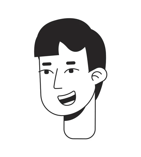 Facile Jeune Homme Avec Sourire Détendu Monochrome Tête Caractère Linéaire — Image vectorielle