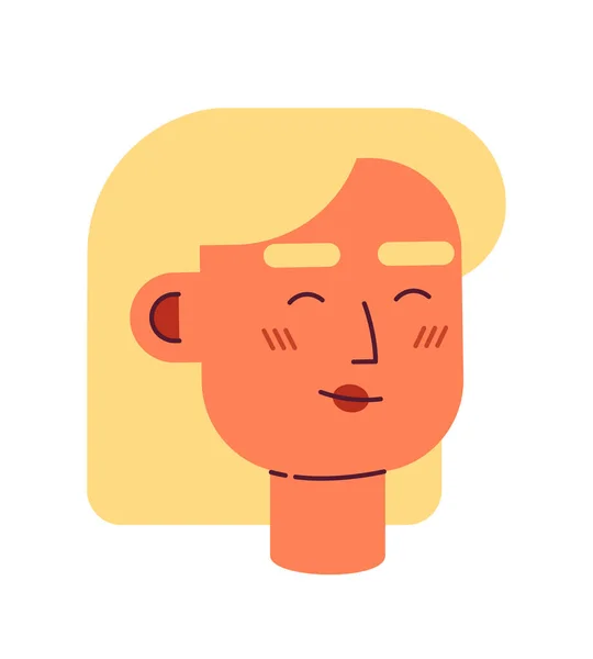 Femme Caucasienne Souriante Avec Cheveux Blonds Tête Personnage Vecteur Semi — Image vectorielle