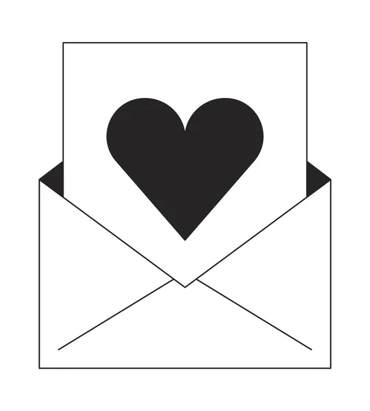 Email Newsletter Concept Vector Spot Illustration Heart Envelope Cartoon Flat — Stock Vector