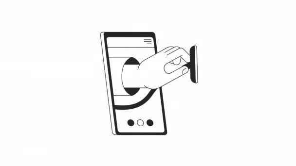 Mobilní Aplikace Zdraví Animace Animovaný Lékař Ruka Stetoskopem Smartphonu Ploché — Stock video