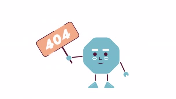 八达通持有404标志动画 动漫缠结螺母小家伙 空状态4K视频概念镜头与阿尔法通道透明度 未找到用于Ui Ux网页设计的闪存消息的彩色页面 — 图库视频影像