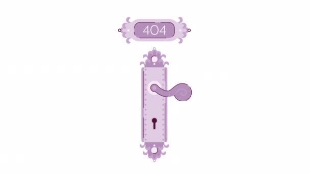 Анимация Рычажной Дверной Ручки 404 Пытаюсь Открыть Дверь Тяни Ручку — стоковое видео