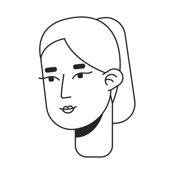 포니테일 모노크롬 캐릭터 머리를 금발의 여자가 손으로 아이콘 아바타 애니메이션 — 스톡 벡터
