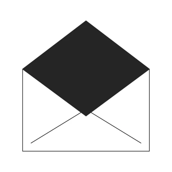 Open Envelope Black Flat Monochrome Isolated Vector Object Envelope Design — Stock Vector