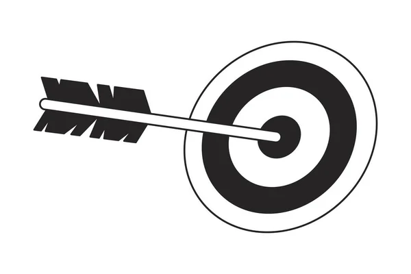 箭头目标平面单色隔离向量对象 射击目标 射箭牛眼 可编辑的黑白线条艺术绘图 用于网页平面设计的简单概要插画 — 图库矢量图片
