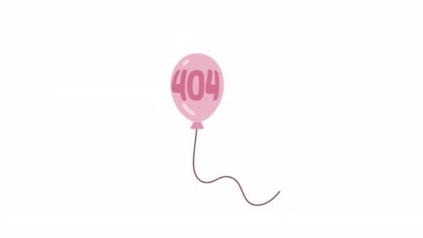 Ballon Drijvende 404 Fout Animatie Verjaardagsfeestje Ballon Lucht Lege Staat — Stockvideo