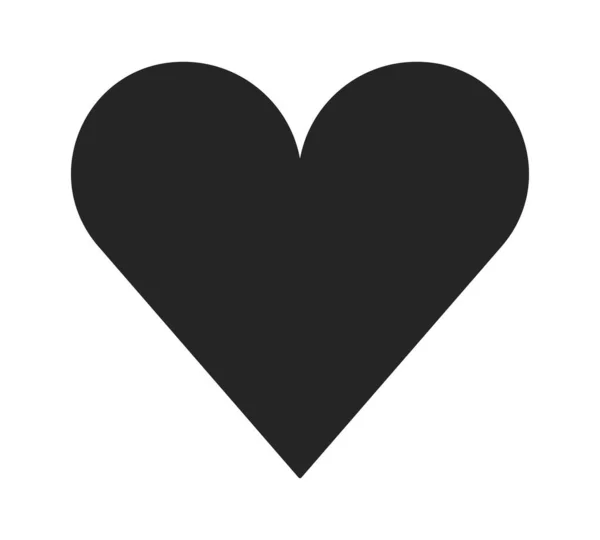 Schwarzes Herz Silhouette Flaches Monochrom Isoliertes Vektorobjekt Knopf Valentinstag Editierbare — Stockvektor