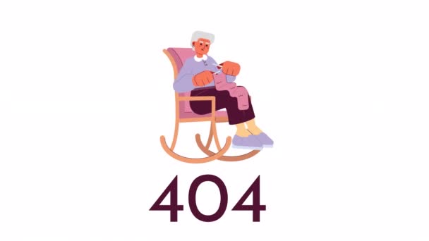 Nonna Maglieria 404 Errore Animazione Nonna Animata Sedia Dondolo Video — Video Stock