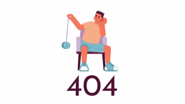 Junge Spielt Yoyo 404 Fehleranimation Jugendliche Langeweile Wurfspielzeug Leere Videokonzeptaufnahmen — Stockvideo
