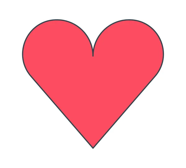 Rote Herzform Flache Linie Farbe Isolierte Vektorobjekt Knopf Romantik Valentinstag — Stockvektor