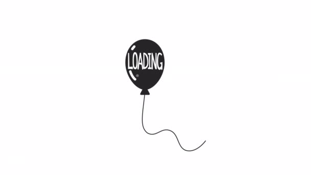 風船浮動弓ローダーアニメーション 誕生日パーティーだ 空を飛ぶ気球 フラッシュメッセージ4Kビデオ映像 Webデザインのアルファチャンネル透過性を持つ分離されたモノクロアニメーションの読み込み — ストック動画