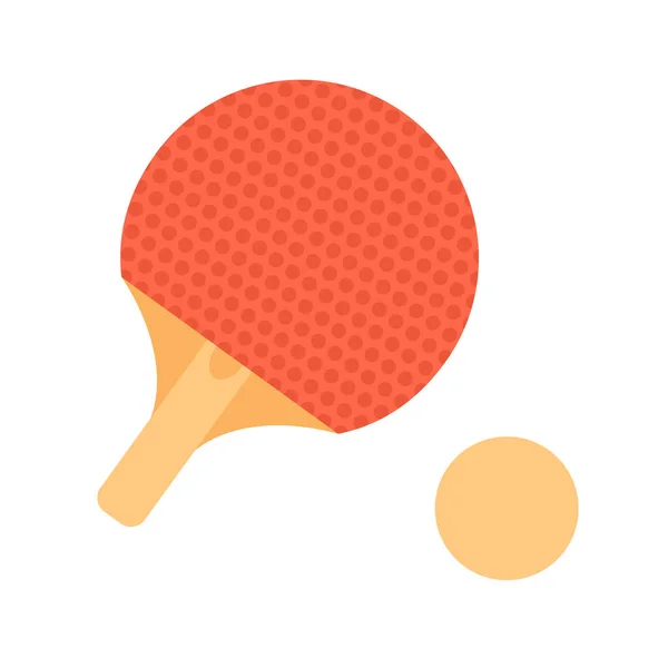 乒乓球桨与球的半平色矢量物体 带乒乓球的橡胶球拍 可编辑的卡通画剪贴画的白色背景图标 用于网页平面设计的简单点画 — 图库矢量图片