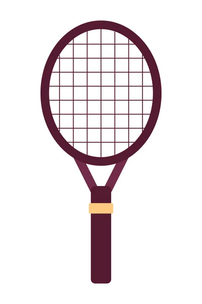 网球拍半扁平的颜色矢量对象 木制运动器材 网球拍 夏季运动 可编辑的卡通画剪贴画的白色背景图标 用于网页平面设计的简单点画 — 图库矢量图片