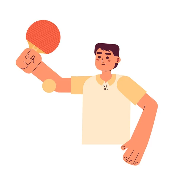 Masa Tenisi Oyuncusu Raket Yarı Düz Renkli Vektör Karakteriyle Topa — Stok Vektör