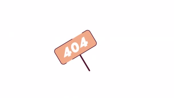 Panneau Animé Sur Bâton 404 Erreur Panneau Bois Ondulant Animation — Video