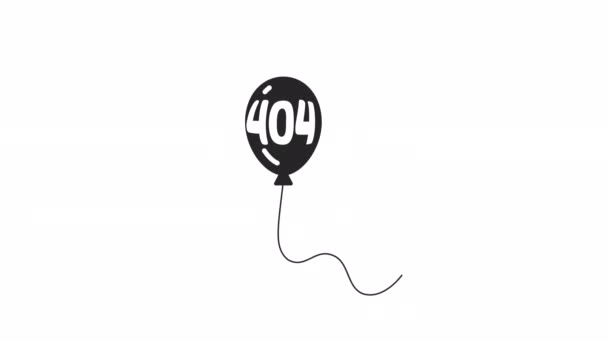 气球飘浮Bw 404动画 生日聚会 气球在天空中 空状态4K视频概念镜头与阿尔法通道透明度 Web Ui设计中的单色错误闪存消息 — 图库视频影像