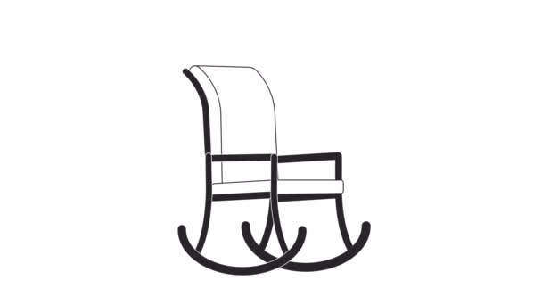 Cadeira Balanço Animado Ícone Linha Fina Branca Preta Imagens Vídeo — Vídeo de Stock
