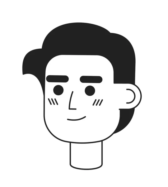 スリックバックの髪のモノクロームフラット線形文字頭を持つ魅力的な男 古典的な髪型 編集可能なアウトラインハンドは 人間の顔のアイコンを描いた 2D漫画スポットベクトルアバターイラストForアニメーション — ストックベクタ