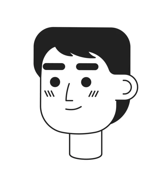 자신있고 잘생긴 미소짓는 아시아인이야 손으로 아이콘 아바타 애니메이션 — 스톡 벡터