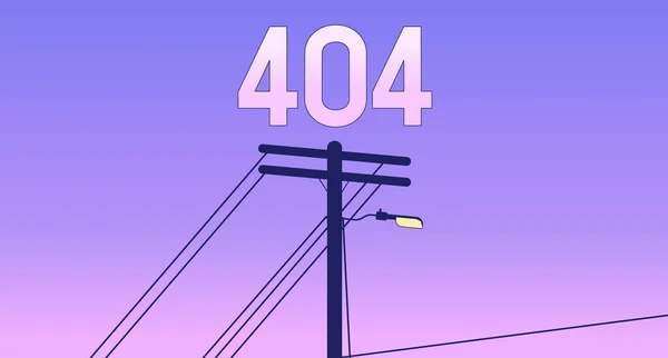 Telefonstolpe Solnedgång Fel 404 Flash Meddelande Stadsgatans Solnedgång Tomt Tillstånd — Stock vektor