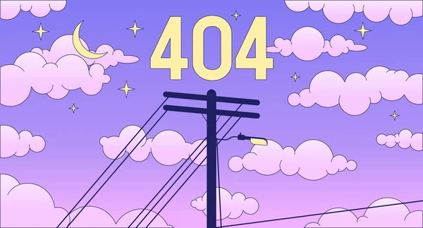 Ошибка 404 Сообщения Вспышке Столбе Коммунальной Услуги Ночном Небе Электрический — стоковый вектор