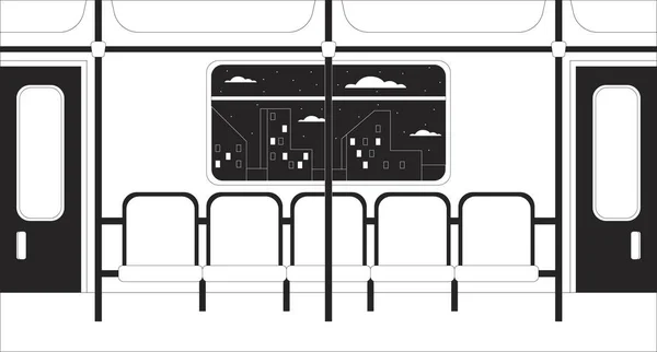 電車のインテリア黒と白のLoのFichill壁紙 地下鉄の座席 地下鉄だ 迅速な通過2Dベクトル漫画のインテリアイラスト ミニマリズムの背景 80年代のレトロ アルバム アート — ストックベクタ