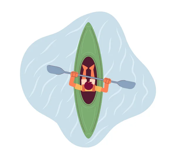 川の概念的な英雄の画像上のカヌー 白い背景にパドルカヤック2D漫画のキャラクター 極端なスポーツだ 競争孤立概念図をカヤック ベクトルアートFor Web Design — ストックベクタ