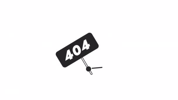 持有Bw 404错误标志动画 修理工作 现场错误 空状态4K视频概念镜头与阿尔法通道透明度 未找到的网页单色错误闪存消息 Ui设计 — 图库视频影像
