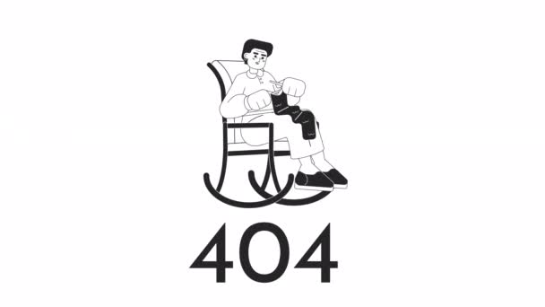 할머니가 404 애니메이션 할머니가 흔들의자에 비디오 투명성 디자인을 모노크롬 플래시 — 비디오