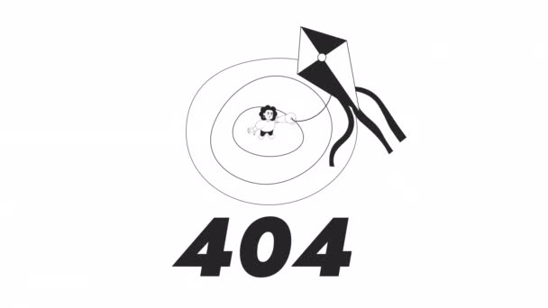 女孩放风筝Bw 404动画 充满活力的年轻女子站在野餐地点 空状态4K视频概念镜头 Alpha通道透明 Web Ui设计中的单色错误闪存消息 — 图库视频影像