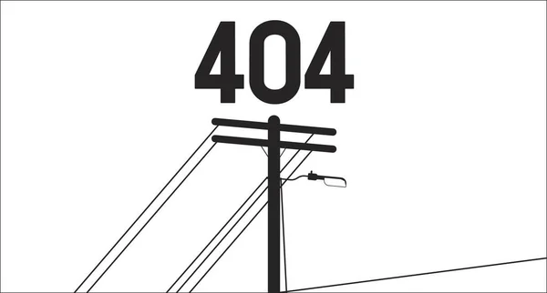 Słup Telefoniczny Minimalistyczny Czarny Biały Błąd 404 Flash Wiadomość Ulica — Wektor stockowy