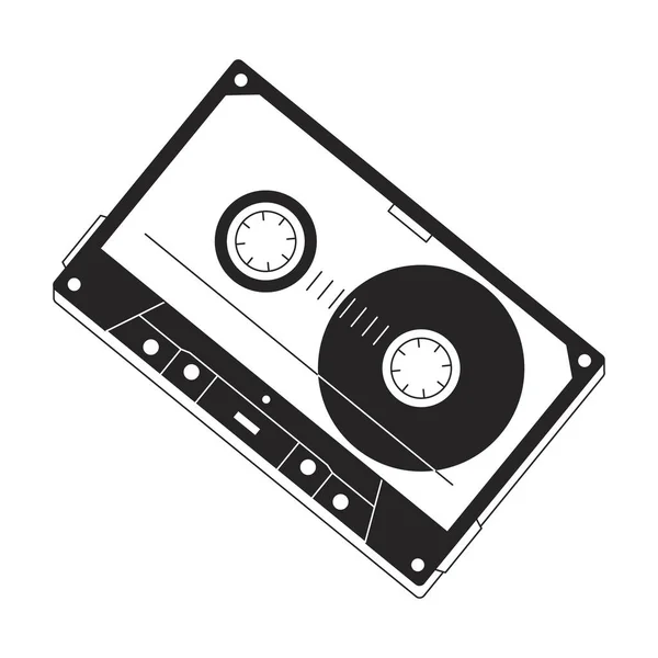 Áudio Cassete Linha Arte Vetor Desenho Animado Ícone Equipamento Escola — Vetor de Stock