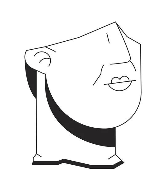 Сломанная Голова Скульптурная Линия Икона Векторной Карикатуры Фрагментарная Колоссальная Голова — стоковый вектор