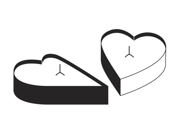 Heart Shaped Candles Line Art Vector Cartoon Icon Romantic Love — Stock Vector