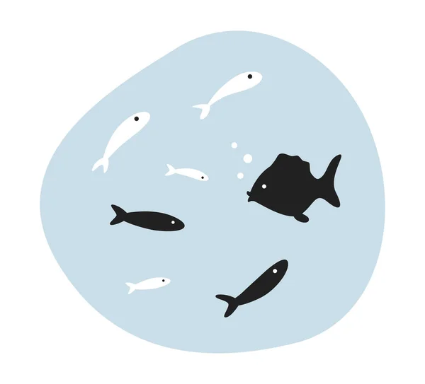 Sealife Underwater Concept Hero Image Herd Fishes Water Sea Creatures — Stock Vector