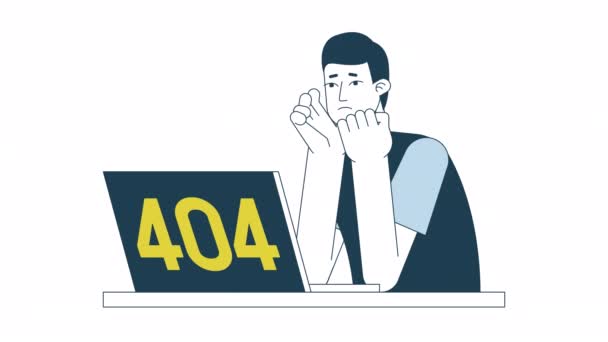 Animation Pour Ordinateur Portable Frustrant 404 Asiatique Jeune Étudiant Stressé — Video