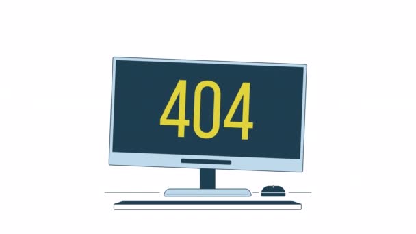 Broken Monitor 404 Error Animation Damaged Computer Empty State Video — Stock Video