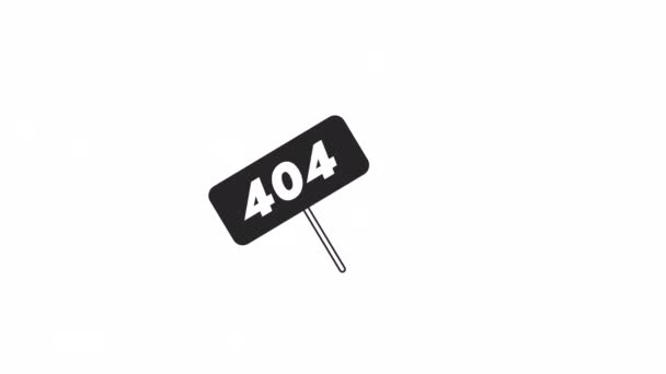 Segnale Animato Stick 404 Errore Cartellone Legno Che Sventola Animazione — Video Stock