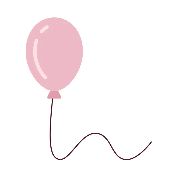 シングルバルーンセミフラットカラーベクトルオブジェクト ヘリウム気球が浮かんでいます 幸福の概念 白い背景に編集可能な漫画クリップアートアイコン ウェブグラフィックデザインのためのシンプルなスポットイラスト — ストックベクタ